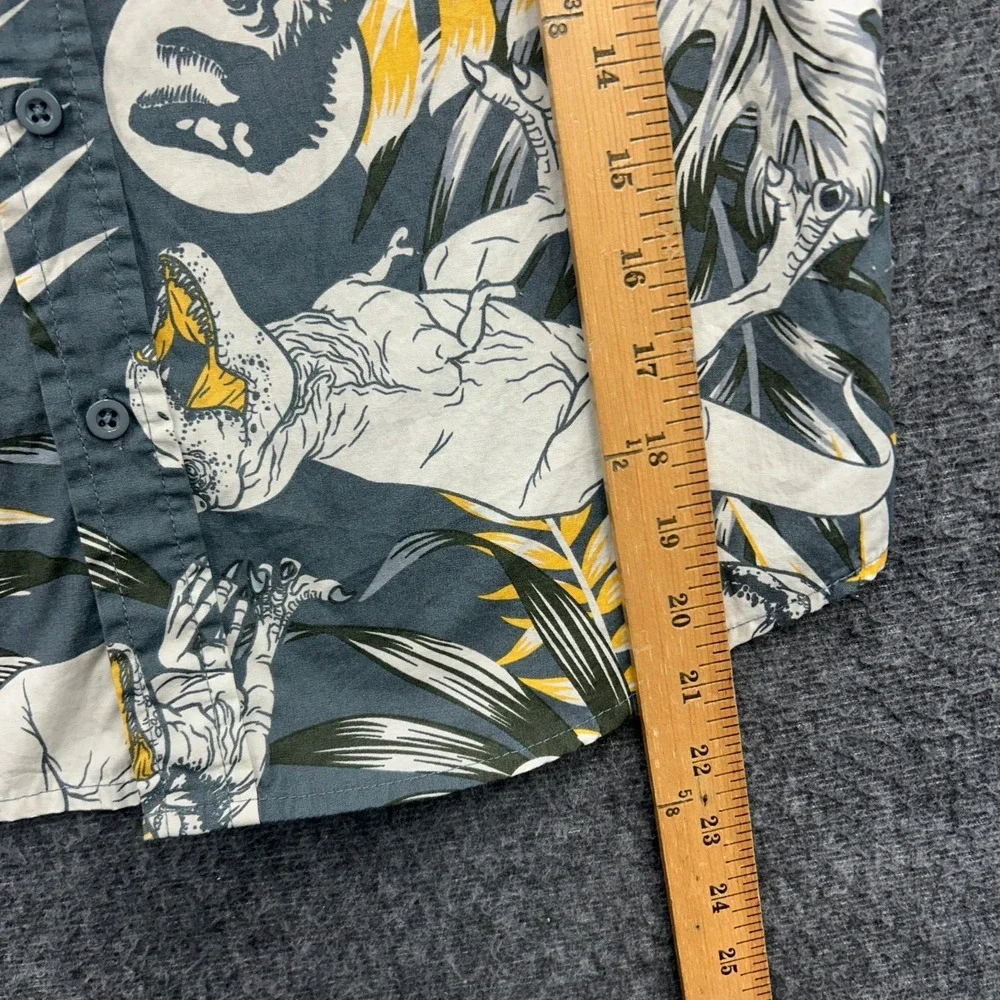 Jurassic World Shirt Boys M Hawaiian T-Rex Cotton Button Tropical